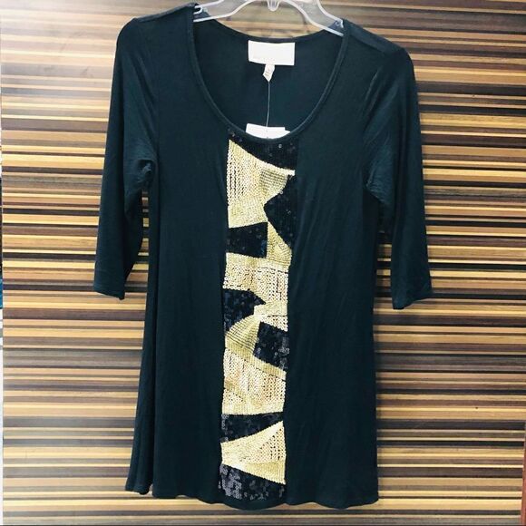 Antthony Originals Black/Gold Sequin NWT Tunic (S) - Picture 1 of 4